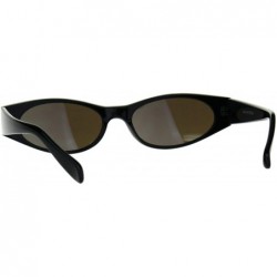 Rectangular Womens Mod Narrow Rectangle Color Mirror Oval Lens Plastic Sunglasses - Black Blue - CO180K87S9C $8.48