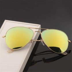 Rectangular Men's Aviation Sunglasses Women Driving Alloy Frame Polit Mirror Sun Glasses - Gold Yellow - CL194OKDSGL $18.23