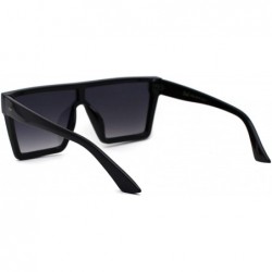 Shield Womens Flat Top Shield Mafia Boyfriend Sunglasses - Black Smoke - CQ196WQLR26 $11.22