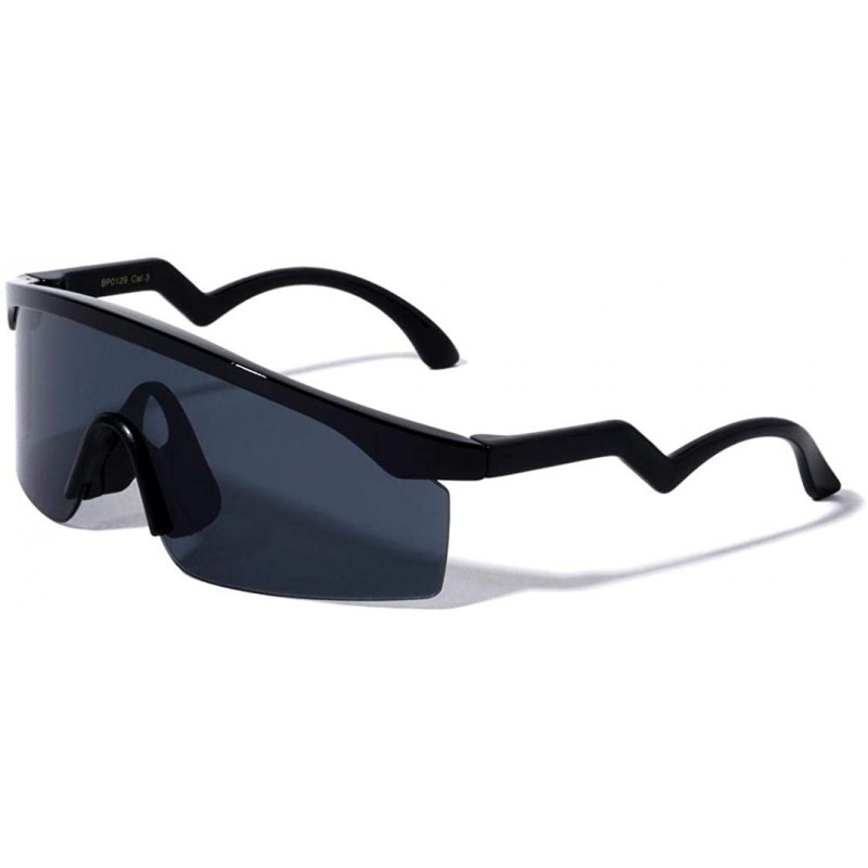 Wrap Daytona Semi Rimless Wrap Around Shield Sunglasses - Black Frame - CU18L7YL847 $12.63