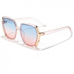 Oversized Polygon Square Oversized Sunglasses for Women Featured Frame Eyewear UV400 - C1 Black - CE1902OG43A $12.09