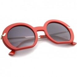 Round Women's High Fashion Flat Bottom Oversize Round Sunglasses 50mm - Red / Lavender - CJ12I21RKYJ $10.05