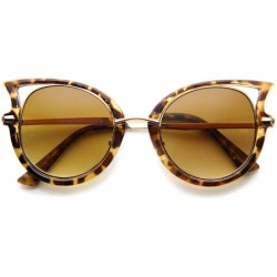 Oversized Women's Metal Temple Cutout Oversize Exaggerated Cat Eye Sunglasses 49mm - Brown-tortoise / Amber - C712IGK2QUJ $8.04