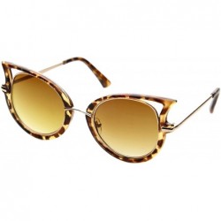 Oversized Women's Metal Temple Cutout Oversize Exaggerated Cat Eye Sunglasses 49mm - Brown-tortoise / Amber - C712IGK2QUJ $8.04