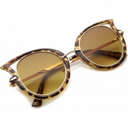 Oversized Women's Metal Temple Cutout Oversize Exaggerated Cat Eye Sunglasses 49mm - Brown-tortoise / Amber - C712IGK2QUJ $8.04