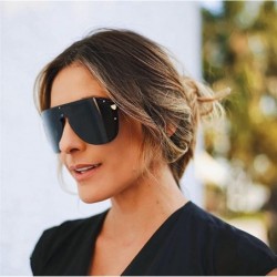 Oversized V Oversize Shield Women Sunglasses E 2180 Big Frame Gradient Lens - Blue Tea - CD18CLU7KIS $13.27