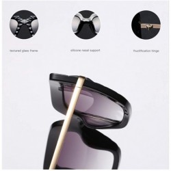 Square Women Square Oversize Sunglasses Fashion Half Metal Sun Glasses Female Trending - Red - CD18O3SQX7Q $13.33