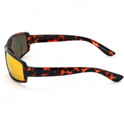 Rectangular Rectangular Polarized Sunglasses Cycling Softball - Tortoise Fire - Amber Lens - C418DHT2NR5 $12.87