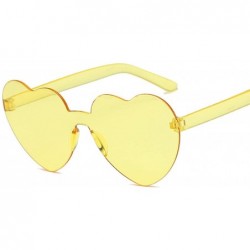 Semi-rimless One Piece Love Heart Lens Sunglasses Women Transparent Plastic Glasses Style Sun Clear Candy Color - Transparent...