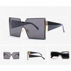 Square Fashion Style Square Sunglasses Women Oversized Gradient Blue Black One Piece Sun Glasses UV400 - Gv0268-7 - C818U9ZQA...