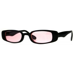 Rectangular Womens Mod Narrow Rectangular Pimp Color Lens Plastic Sunglasses - Pink - C8180K639TI $12.87