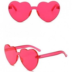 Cat Eye Heart Oversized Rimless Sunglasses One Piece Heart Shape Eyewear Colored Sunglasses for Women - Rose - CL18X522R47 $1...