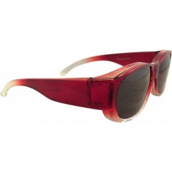 Oversized Womens Ombre Fit Over Sunglasses Wear Over Prescription Glasses Polarized Lenses - Red With Case - C512DZT3JJN $14.49