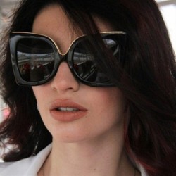 Oversized Oversized Gradient Lens Sunglasses for Women Acetate Frame Goggles UV400 - C3 Wine Red - CU198G5I0TM $12.15