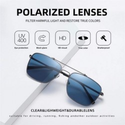 Square Square Polarized Sunglasses for Men Metal Frame Anti-Glare Driving Fishing Sun Glasses UV400 - C3g15 - CR199I449NH $16.36