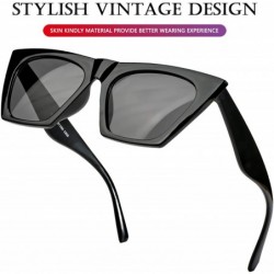 Aviator Women's Square Cat Eye Sunglasses Vintage Cateye Frame UV400 Protection Lens - A1 Black/Grey - C718TDOZ9OS $11.61