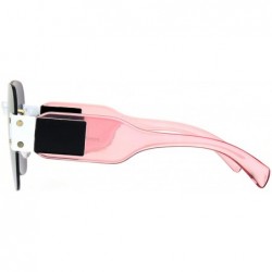 Rimless Womens Rimless Butterfly Retro Futurism Diva Sunglasses - White Pink Pink - CP18K3ZEEU4 $9.98