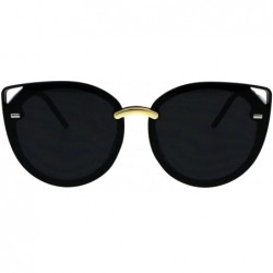 Oversized Womens Retro Mod Designer Oversize Plastic Cat Eye Sunglasses - All Black - CN18EKYKLAE $14.71