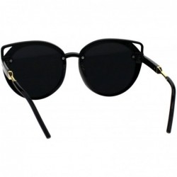 Oversized Womens Retro Mod Designer Oversize Plastic Cat Eye Sunglasses - All Black - CN18EKYKLAE $14.71