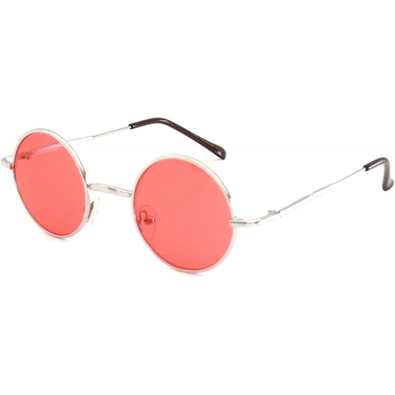 Round John Lennon Vintage Style Round Silver Party Shades Sunglasses RED LENS - CV11HG2EZRB $10.81