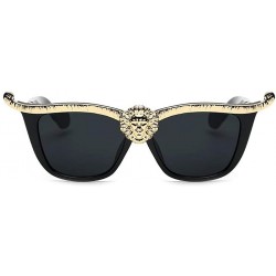 Oversized Rhinestone Steampunk Oversized Fashion Sunglasses Gothic Retro CatEye Eyewear Crystals Shades - Lion Gold & Black -...