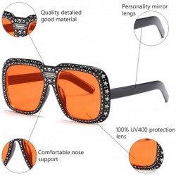 Square Oversized Sunglasses for Men Women Square Thick Frame Bling Rhinestone Shades - Black&red - C518NW5HASD $6.47