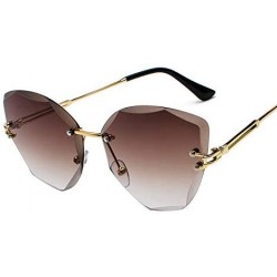 Rectangular Lady Sun Glasses Rimless Women Sunglasses Vintage Alloy Frame Classic Designer Shades - 3-gold-pink - CV18Y5DMXG9...