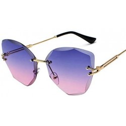 Rectangular Lady Sun Glasses Rimless Women Sunglasses Vintage Alloy Frame Classic Designer Shades - 3-gold-pink - CV18Y5DMXG9...