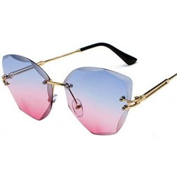 Rectangular Lady Sun Glasses Rimless Women Sunglasses Vintage Alloy Frame Classic Designer Shades - 3-gold-pink - CV18Y5DMXG9...