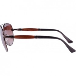 Oval Polarized Sunglasses Men's Metal Frame UV400 Glasses-SG15808182 - 1580 Brown&redsandalwood - C318LTSNIU9 $12.23