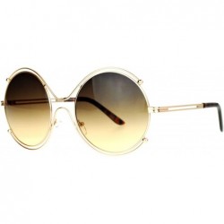 Round Retro Vintage Futurism Oversize Round Gradient Lens Sunglasses - Gold Smoke - CV120QNC2IF $12.40