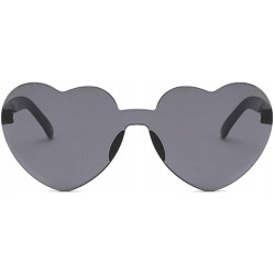 Rimless Cute Sexy Retro Love Heart Rimless Sunglasses Women Luxury Sun Glasses Female Eyewear Candy Color - Double Gray - CY1...