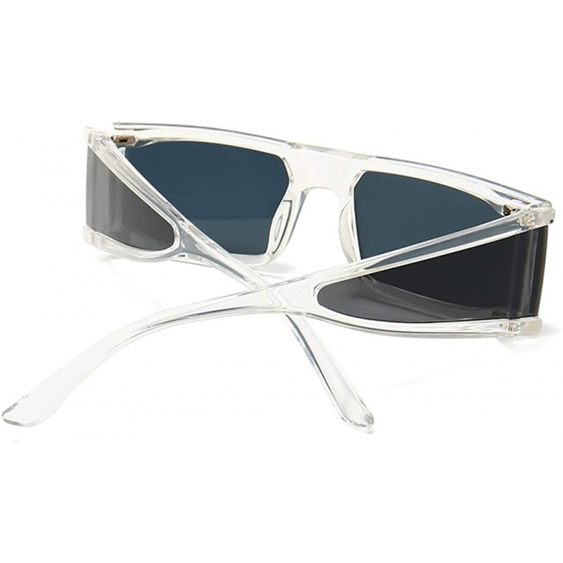 Side Shield Sunglasses Men Silver Mirror Rectangular Sun Glasses