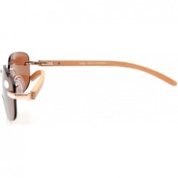 Rimless Mens Womens Rimless Bifocal Sunshine readers In Wood Temple And Spring Hinges - Brown - CZ180RNDDW7 $12.67