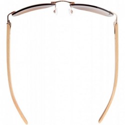 Rimless Mens Womens Rimless Bifocal Sunshine readers In Wood Temple And Spring Hinges - Brown - CZ180RNDDW7 $12.67