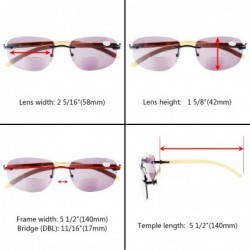 Rimless Mens Womens Rimless Bifocal Sunshine readers In Wood Temple And Spring Hinges - Brown - CZ180RNDDW7 $12.67