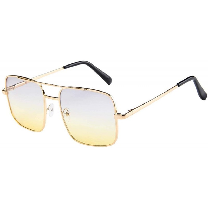 Oversized Military Style Classic Oversized Sunglasses Square Metal Frame 100% UV protection - Yellow - CL18U86WU4D $8.23