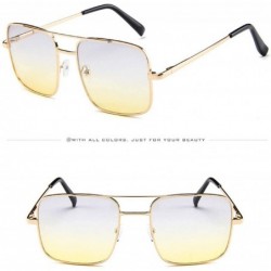 Oversized Military Style Classic Oversized Sunglasses Square Metal Frame 100% UV protection - Yellow - CL18U86WU4D $8.23