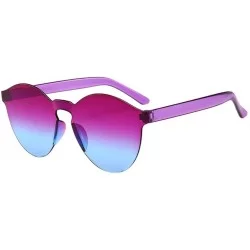 Aviator Rimless Sunglasses Women Transparent Candy Color Tinted Frameless Glasses Eyewear (H) - H - CL1903209QY $17.22