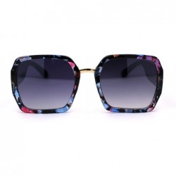 Oversized Womens Oversize Rectangular Butterfly Chic Designer Sunglasses - Purple Flower Smoke - CA193MZ59GS $15.45