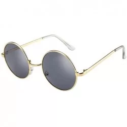 Goggle Unisex Retro Round Polarized Hippie Sunglasses Small Circle Sun Glasses - Gray - C718Q3THQTZ $8.13