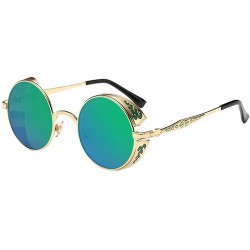 Oversized Women Men Vintage Round Sunglasses Classic Retro Style Gradient Color Glasses - Green - CQ18S5YN3M4 $9.03