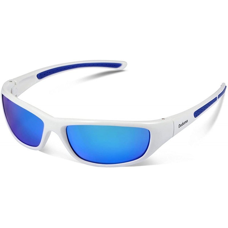 Tr8116 Polarized Sports Sunglasses for Men Women Baseball Cycling Fishing  Golf - White Frame With Blue Lens - C612LGNVE3X