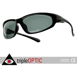 Oval Wide Oval Premium Polarized Sports Frame Sunglasses (Black) - CJ116HJYAD7 $14.15