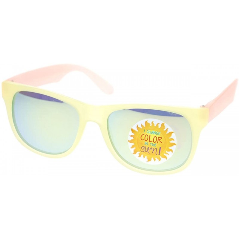 Sport Photochromic Color Changing Frame Matte Sport Horn Rim Sunglasses - Yellow Peach - CT11YAXMH55 $7.83