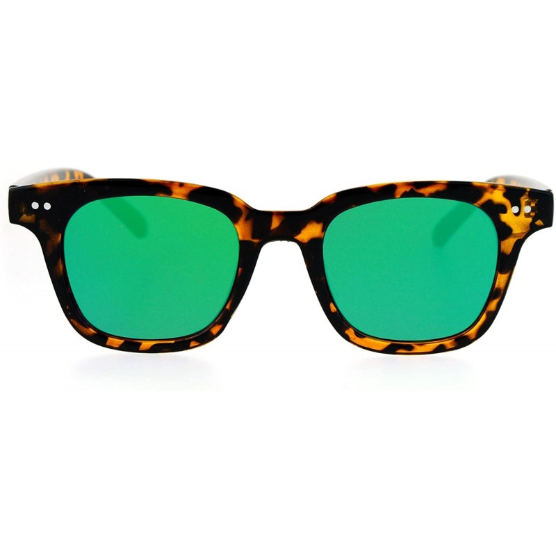 Wayfarer Small Snug Flat Color Mirror Retro Horned Rim Sunglasses - Shiny Tortoise Teal - C712O4A1Q7Q $13.60