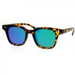 Wayfarer Small Snug Flat Color Mirror Retro Horned Rim Sunglasses - Shiny Tortoise Teal - C712O4A1Q7Q $13.60