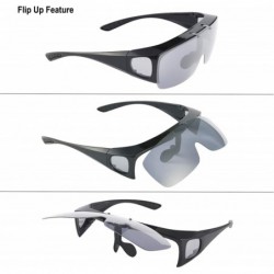 Goggle Fit Over Polarized Sunglasses Flip Up Lens for Men and Women - Black/Silver - CX199AU623U $13.50