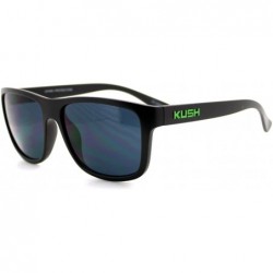 Square KUSH Sunglasses Square Rectangular Black Frame Unisex Dark Lens - Black Green - CJ1258TQ2U1 $9.10
