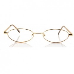 Oval Vintage Slim Wide Open Oval Flat Lens Smoke Color Tinted Sunglasses A176 - Gold/ Clear - CD18DI3MRTT $10.28